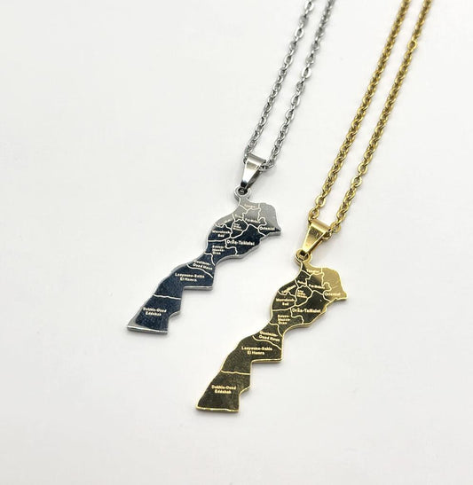 Collier carte du Maroc - Design Beldi